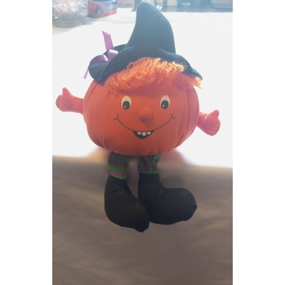 Vintage 1982 Hallmark Halloween Pumpkin Bean Bag Plush, Decoration Cute